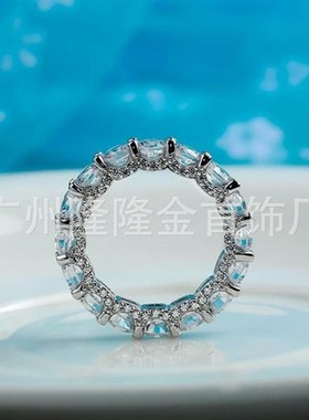 产地货源925银现货欧美个性方形大气仿钻戒指对戒男Y女一件代发