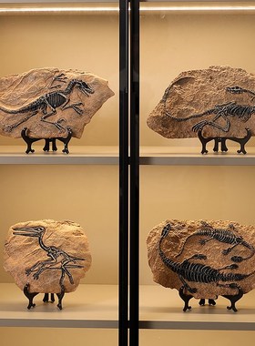 创意仿真恐龙化石摆件复古霸王龙标本工艺品摆设办公室桌面装饰品