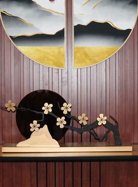 现代新中式创意禅意铁艺梅花亚克力摆件家居客厅电视柜玄关装饰品