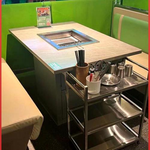 火锅餐厅桌椅商用折叠桌烤涮一体摆摊串串香韩式烤肉专用组合定制 - 图3