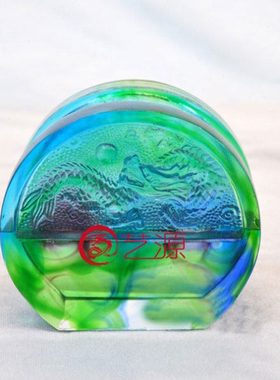 琉璃摆件双龙名片夹创意时尚办公桌饰品客户同事生日礼品礼物实用