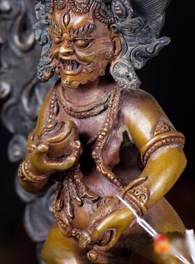 尼泊尔7寸手工青铜《黑财神》铜像现代家居藏巴拉财神铜像摆件