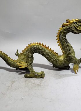 纯铜走龙摆件 仿青铜鎏金 直龙 四爪铜龙居家 客厅装饰  礼品
