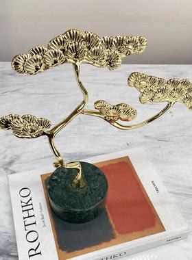 现代新中式松树博古架酒柜摆件酒店展厅茶室样板间时尚轻奢装饰品