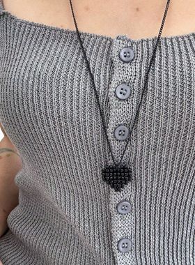 心动拉满~银色珍珠爱心长款项链女2025新款爆款高级感百搭配饰品