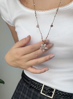 美拉德咖色星星长项链女复古秋冬毛衣链轻奢高级感可抽拉挂脖配饰
