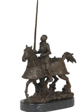 骑士雕塑马盔甲欧洲中世纪古典欧式铜雕塑工艺品创意家居饰品摆件