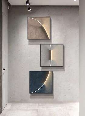 现代简约入户玄关装饰画肌理画高级感过道尽头壁画正对门墙面挂画