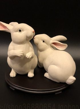 石湾陶瓷公仔工艺品家居创意简约摆件饰品礼品动物生肖兔