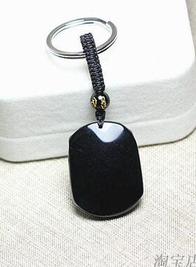 天然黑曜石老鼠吊坠钥匙扣 生肖鼠挂坠吊坠钥匙扣 黑老鼠吊坠