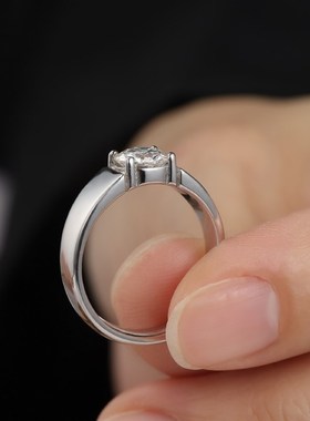 精工工艺S925银莫桑石男士w戒指一往情深情侣对戒一件代发工厂