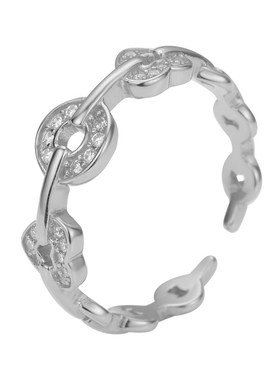 s925银钱币爱心女戒时来运转戒指个性GINS风开口设计男女情侣指环