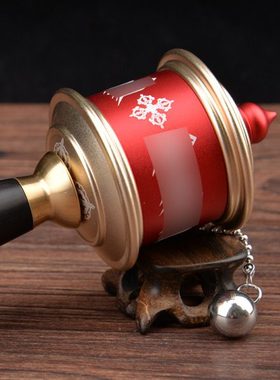 手摇转动 用品黑色手摇激光雕刻家居摆件随身携带红色 转桶筒合金