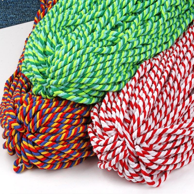 5毫米三色圆棉绳 彩色三股5mm三股扭绳3股棉绳子三色棉线编织绳子 - 图1