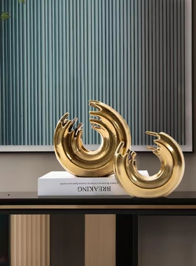 现代轻奢工艺品摆件创意家居陶瓷装饰插花样板间雕塑软装饰品