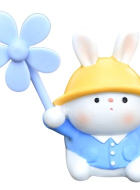 可爱小兔电动车摆件车载骑行风车电瓶自行车公仔装饰小配件