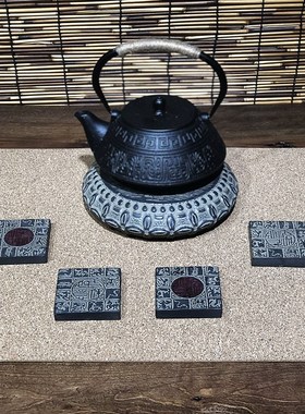 仿古做旧中式复古石鼓茶壶承烧泡茶炉隔热底座家居装饰茶室庭院摆