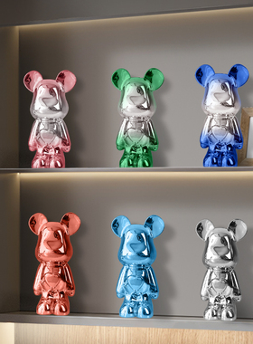 电镀暴力熊潮流网红熊轻奢家居饰品酒柜摆件客厅电视柜小公仔装饰
