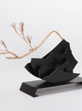 新中式装饰摆件金属雕塑松树工艺品客厅家居饰品隔断玄关禅意摆设