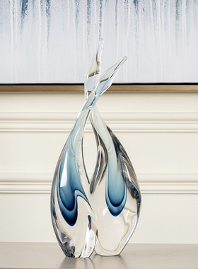 现代简约抽象飞燕摆件高级感琉璃艺术装饰客厅电视柜家居工艺礼品