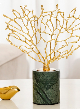 北欧轻奢金c属珊瑚摆件创意现代客厅电视柜酒柜玄关家居装饰品摆