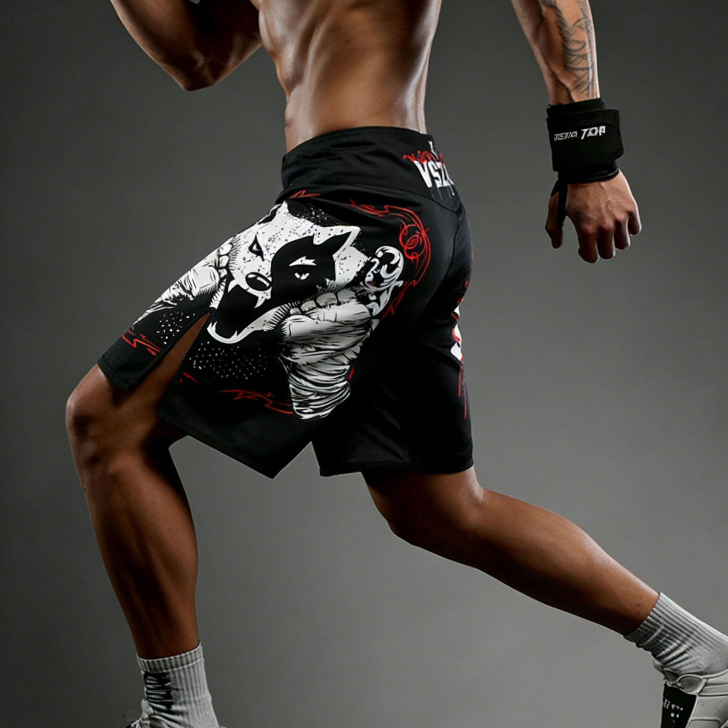 VSZAP拳击狼头风正品运动短裤男健身训练速干耐磨个性印花五分裤,淘宝优惠券,粉丝福利购,淘宝优惠卷