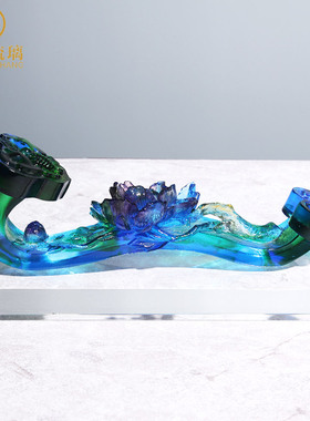 琉璃牡丹花如意摆件家居饰品客厅乔迁新居礼品高档奢华送朋友家里