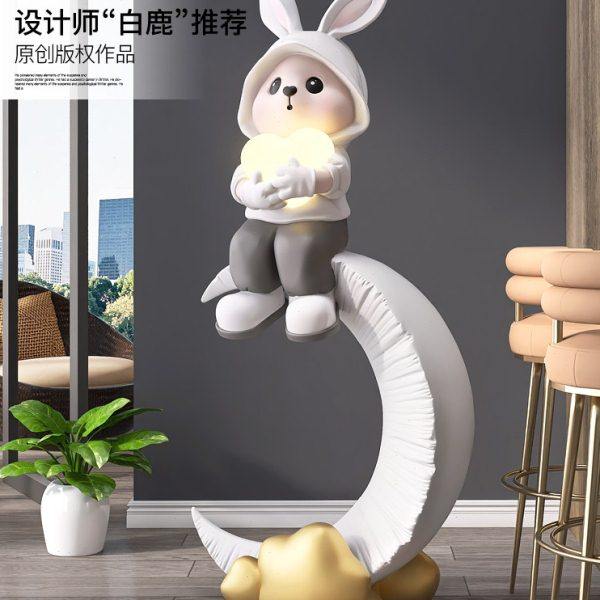 大型兔子客厅落地摆件家居饰品电视柜沙发旁灯公司楼梯乔迁礼物,淘宝优惠券,粉丝福利购,淘宝优惠卷
