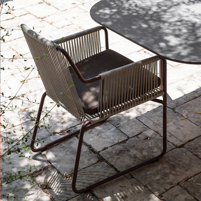 北欧庭院户外餐桌椅休闲露天露台花园室外阳台藤椅子简约别墅家具 - 图0