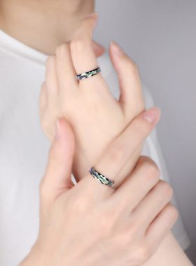 飒雅情侣戒指男女士潮小众设计个性贝壳指环刻字定制对戒生日礼物