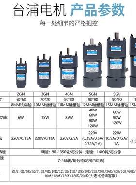 台浦齿轮减速电机2560W90W120W200W调速电机220v可调变速低速马达