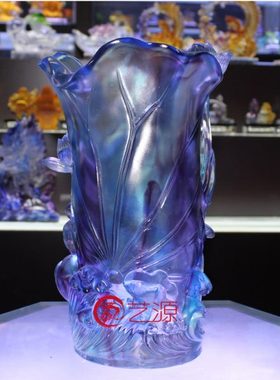 琉璃花瓶复古摆件 客厅 插花 创意年年有余家居乔迁结婚生日祝寿