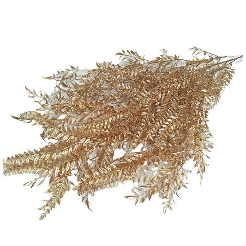 金色系列仿真植物批发 仿真花束假花迷雾 枫叶 凤尾 婚庆装饰陈列 - 图3