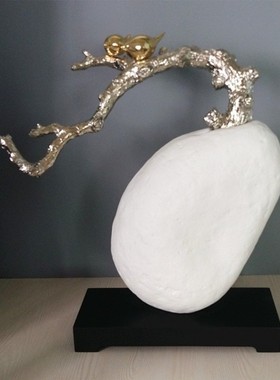 抽象树脂工艺品  现代复古创意饰品 客厅桌面装饰  石头树枝摆件