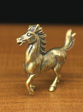 迷你实心纯铜黄铜生肖马铜马奔马骏马桌面小摆件马到成功铜工艺品