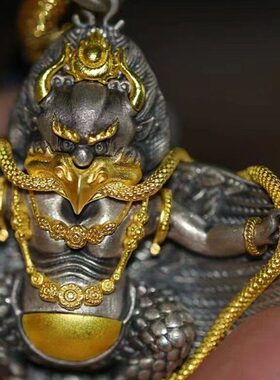 银辰缘 西藏金翅大鹏鸟吊坠中号S925精工银饰配件藏式民族风挂件