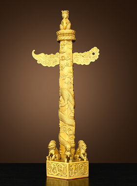 铜华表柱摆件九龙柱盘龙柱流云龙中华G柱家居玄关客厅装饰工艺品