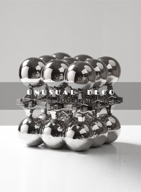 现代轻奢九宫格陶瓷缠绕摆件银z色缠绕花器客厅台面样板间饰品摆