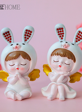 治愈系可爱兔子摆件家居卧室房间布置客I厅办公室桌面装饰品小摆