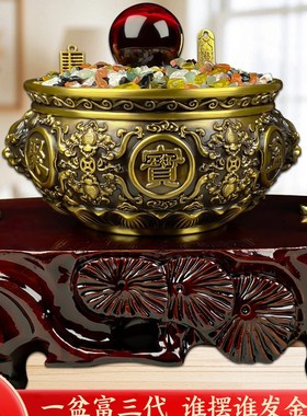 招财进宝摆件家用旺宅家中玄关客厅E明财位装饰貔貅聚宝盆生财聚