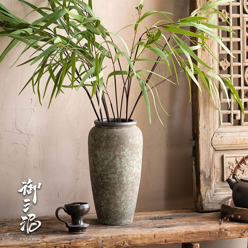 覆古田园侘寂风插鲜花粗陶陶瓷花瓶台面插花手工民宿酒店禅意装饰,淘宝优惠券,粉丝福利购,淘宝优惠卷