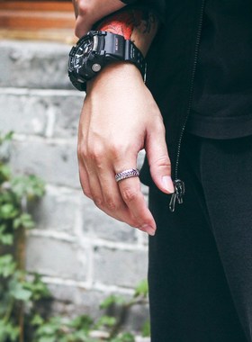 日系纯色简单麦i穗戒指土豪金龙骨钛钢情侣对戒欧美不锈钢戒指