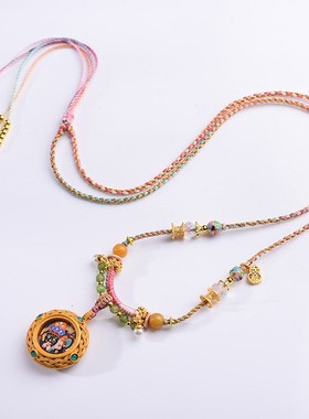 藏式吊坠绳小清新唐卡扎基拉姆前世今生项链S绳复古民族风脖挂