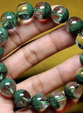 招财水晶巴西绿幽k灵手串 绿幽灵手链男女款 聚宝盆千层山男女手