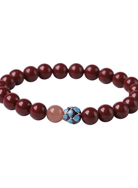 天然净心朱砂手串女款原r矿紫金砂手链男佛珠本命年晶体砂原石