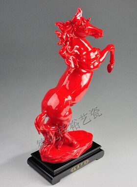 大号志在千里大号红瓷马 陶瓷工艺品 办公室摆件开业商务生日礼品