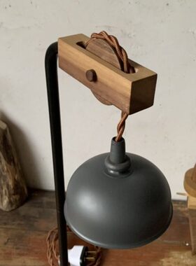 复古木质台灯 古道具灯饰 手工桌面怀旧台灯