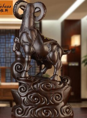 班德拉斯黑檀木雕实木羊摆件三阳开泰木雕刻三羊开泰商务礼品定制