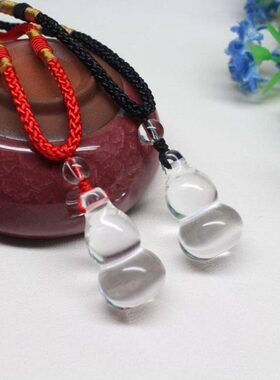 天然白水晶葫芦吊坠男女情侣项链挂坠福禄双全本命年饰品礼物