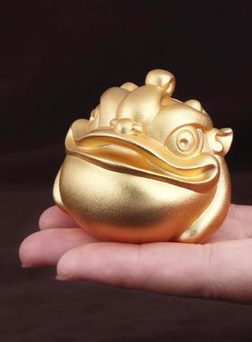 招财金蟾蜍摆件黄铜三足蟾蜍开业礼品金蝉店铺办公室收银台装饰品